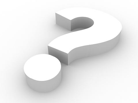 3-dimensional question mark resting on a white background at Martin Periodontics in Mason, OH.